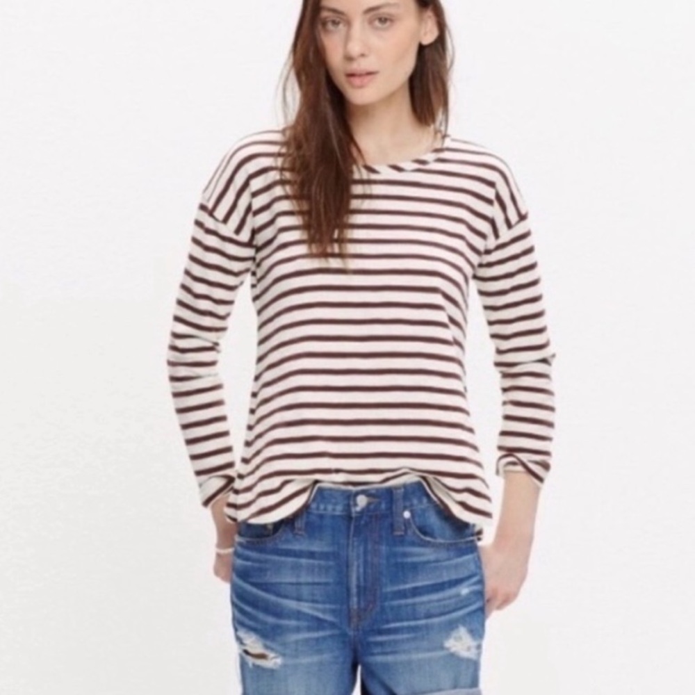 Madewell Setlist Merlot Striped Pullover Top